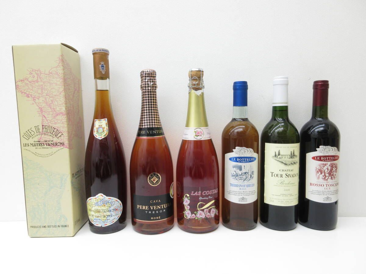 17225 酒祭 洋酒祭 ワイン おまとめ 6本 計4500ml プロヴァンスロゼ カバ・トレゾール・ロゼ ラス・コスタス 他 澱あり 未開栓 保管品拍卖