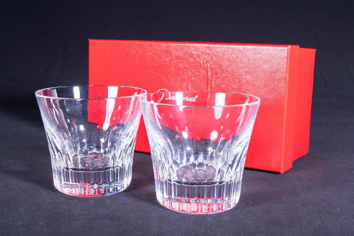 【珍品堂】1円から バカラ Baccarat バカラ ロックグラス エトナ 2客 ペア 箱付 径9.5cm M-A56NB-ML3拍卖