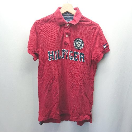 ◇ ◎ TOMMY HILFIGER トミーヒルフィガー カジュアル ロゴ刺? シンプル 半袖 ポロシャツ サイズS/P レッド系 レディース E拍卖