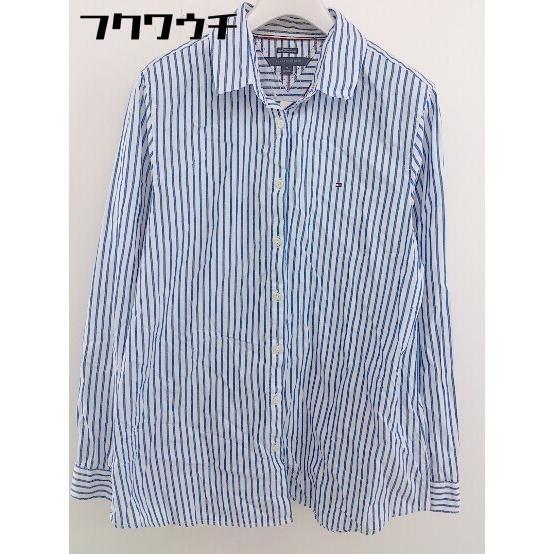 ◇ TOMMY HILFIGER トミーヒルフィガー ストライプ 長袖 シャツ サイズM ホワイト ブルー レディース拍卖