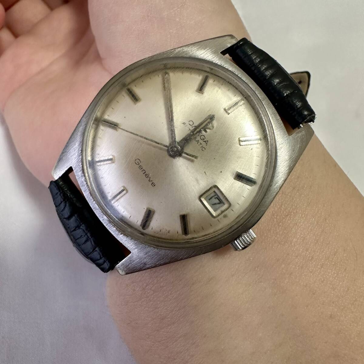 稼働品 OMEGA オメガ ジュネーブ メンズ 自動巻き デイト 3針 動作確認済み T1178拍卖