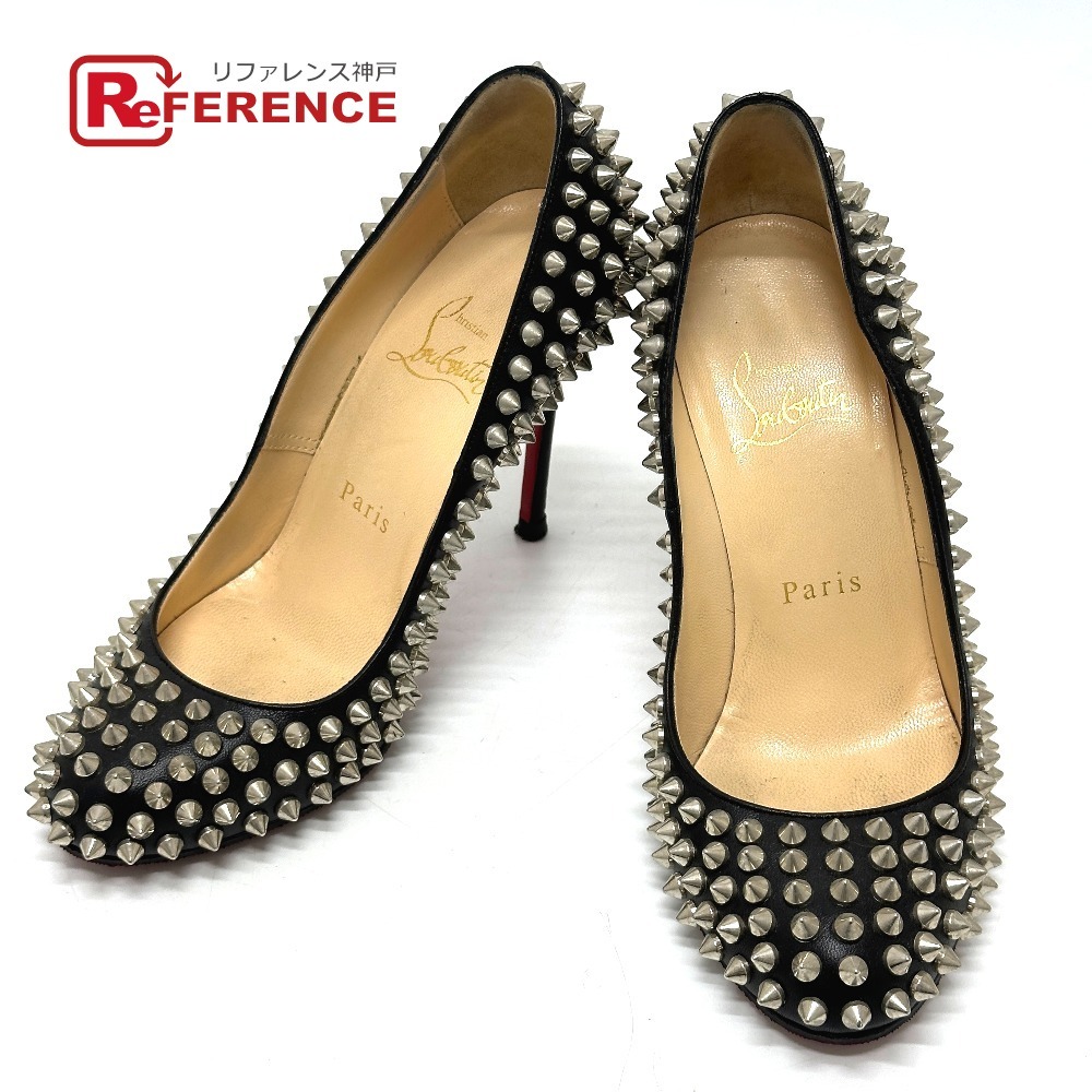 Christian Louboutin クリスチャンルブタン スタッズ ヒール パンプス ブラック レディース【中古】拍卖