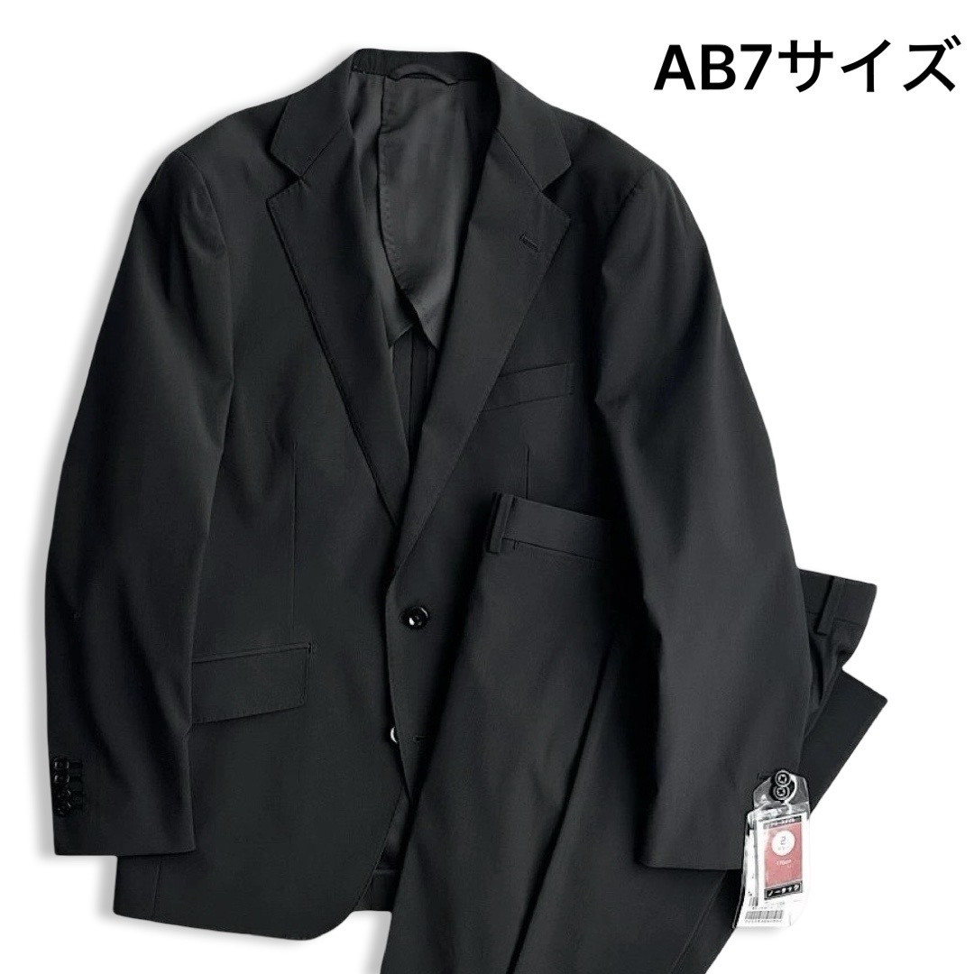 106 新品 D'or Homme ドールオム 阪急メンズ 黒無地 シングルスーツ AB7 春夏 ブラック ナロースタイル セットアップ ビジネス カジュアル拍卖