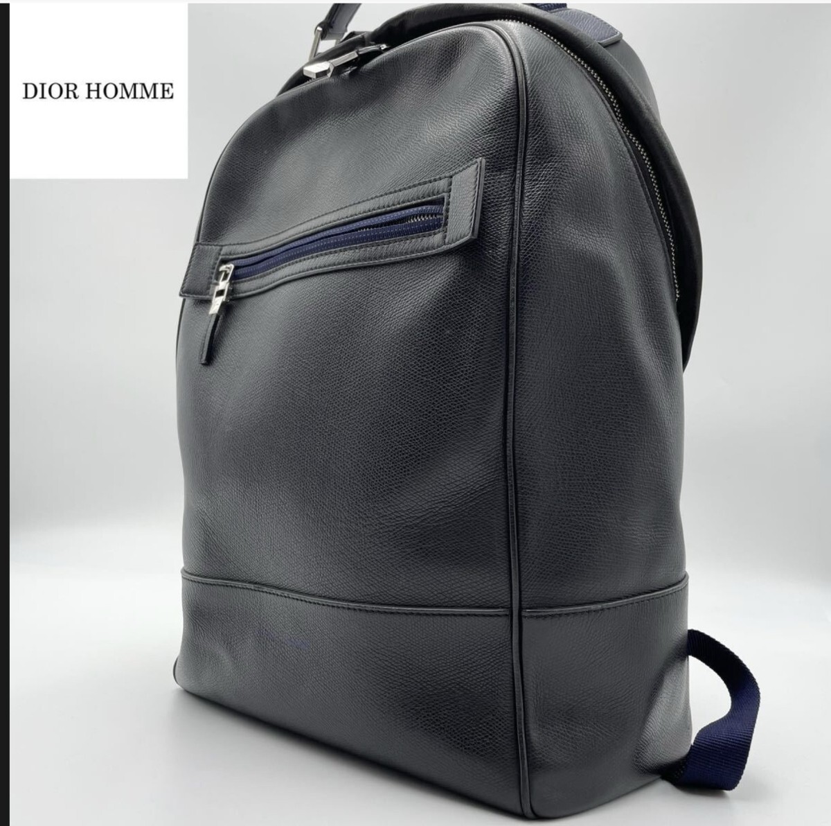 最高級【 DIOR HOMME 】美品 ディオールオム トリヨンレザー ラージサイズ メンズ バックパック リュック 革 ブラック拍卖