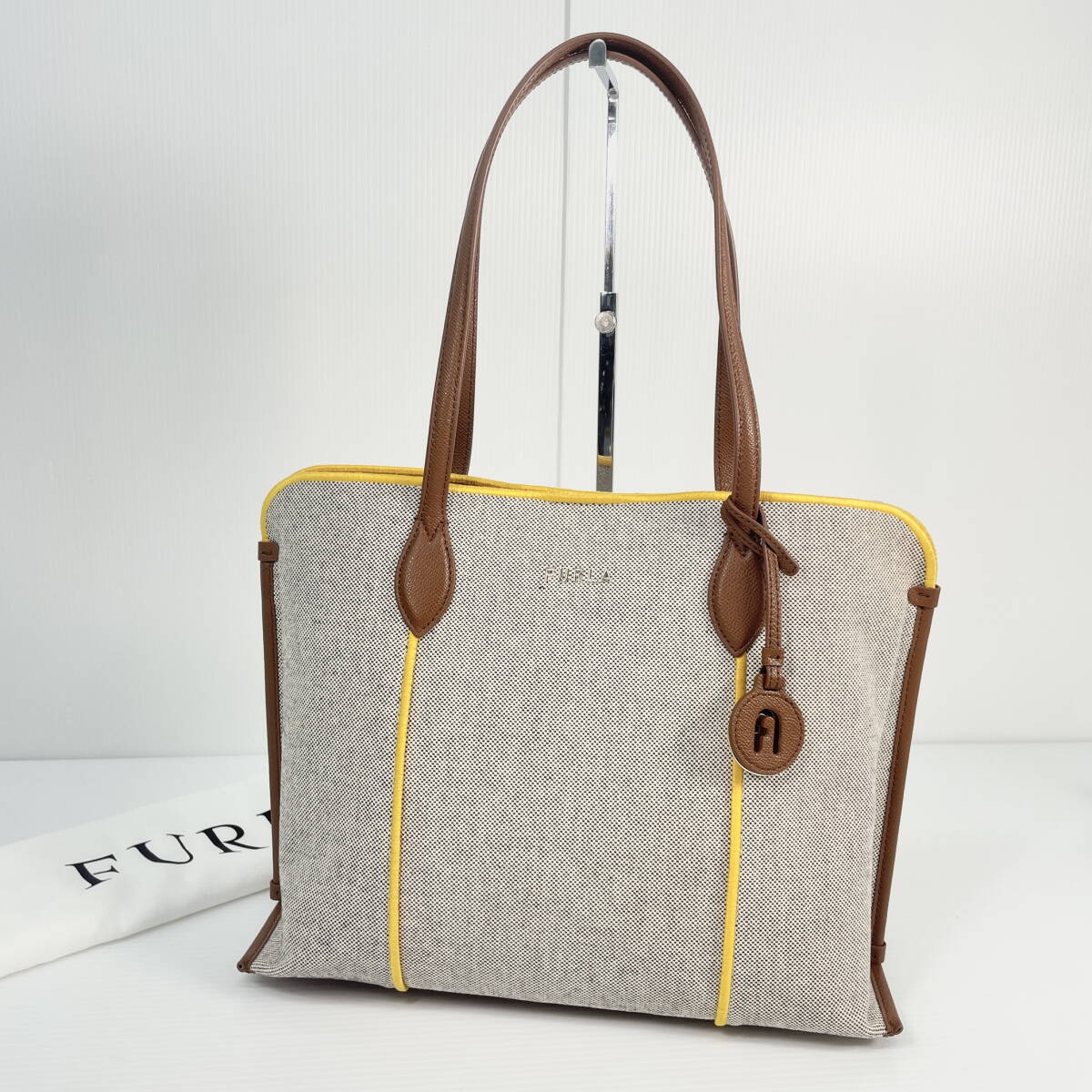2605B0804 FURLA フルラ トートバッグ キャンバス・レザー グレー レディース拍卖