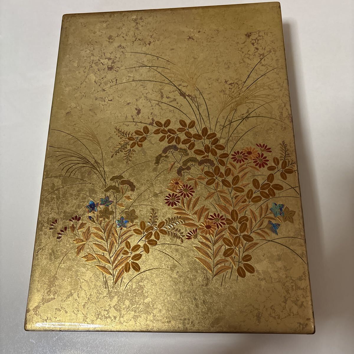 加賀箔工芸 草宴 金箔 文箱 小物入れ 漆芸 工芸品拍卖