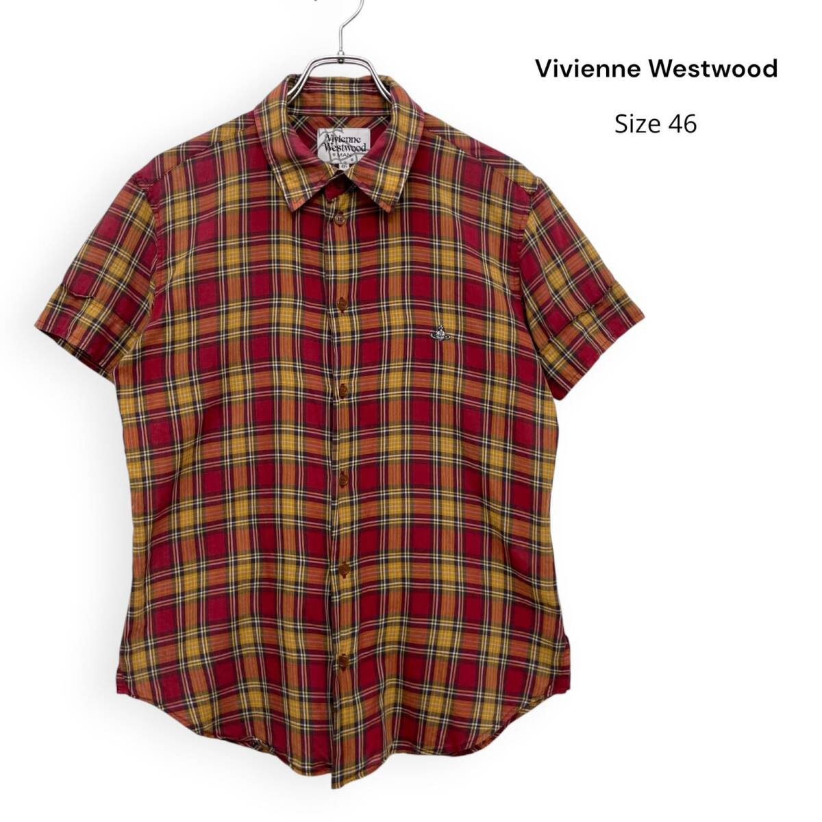 Vivienne Westwood MAN ヴィヴィアンウエストウッド チェック 半袖 シャツ Size46 /R26440拍卖