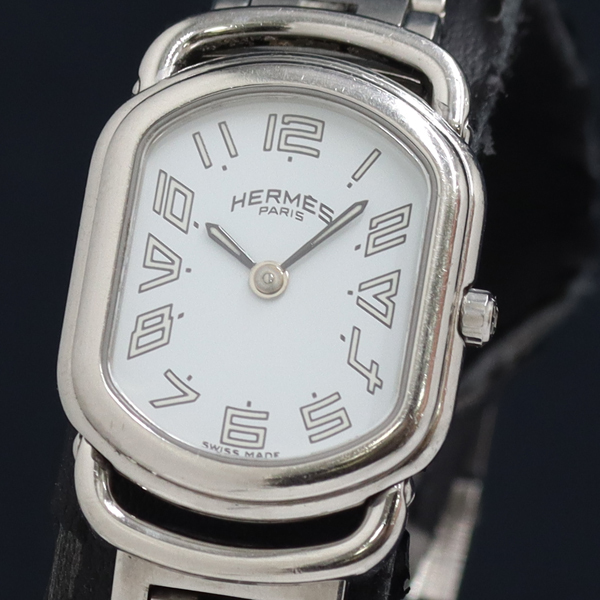 1円 稼働 エルメス ラリー RA1.210 QZ ホワイト文字盤 レディース腕時計 2000000 6JWY NAM拍卖