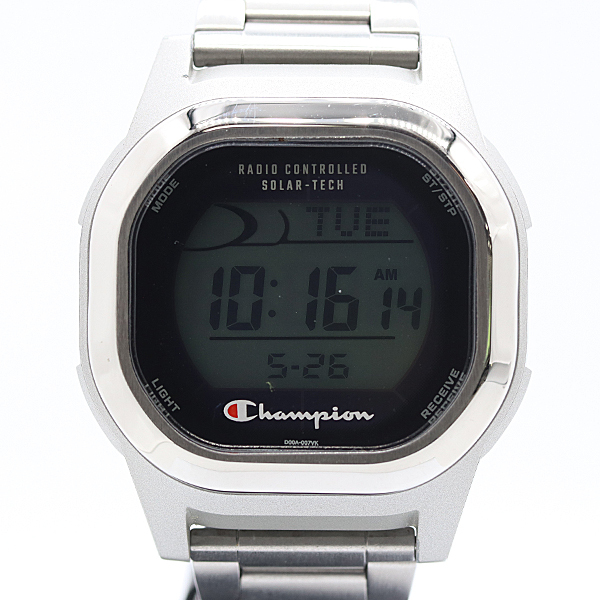 1円 美品 稼働 チャンピオン DP64 SS 電波ソーラー デジタル文字盤 メンズ腕時計 6754000 5ANT KMT 23510拍卖