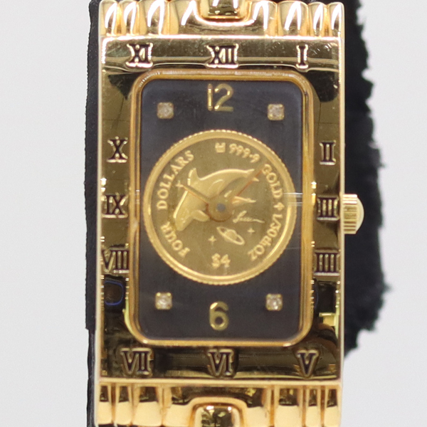 1円 クリスチャンラッセン コインウォッチ 999.9 GOLD 1/30 OZ QZ ブラック/ゴールド文字盤 レディース 0277200 5PRT NAM 24108拍卖
