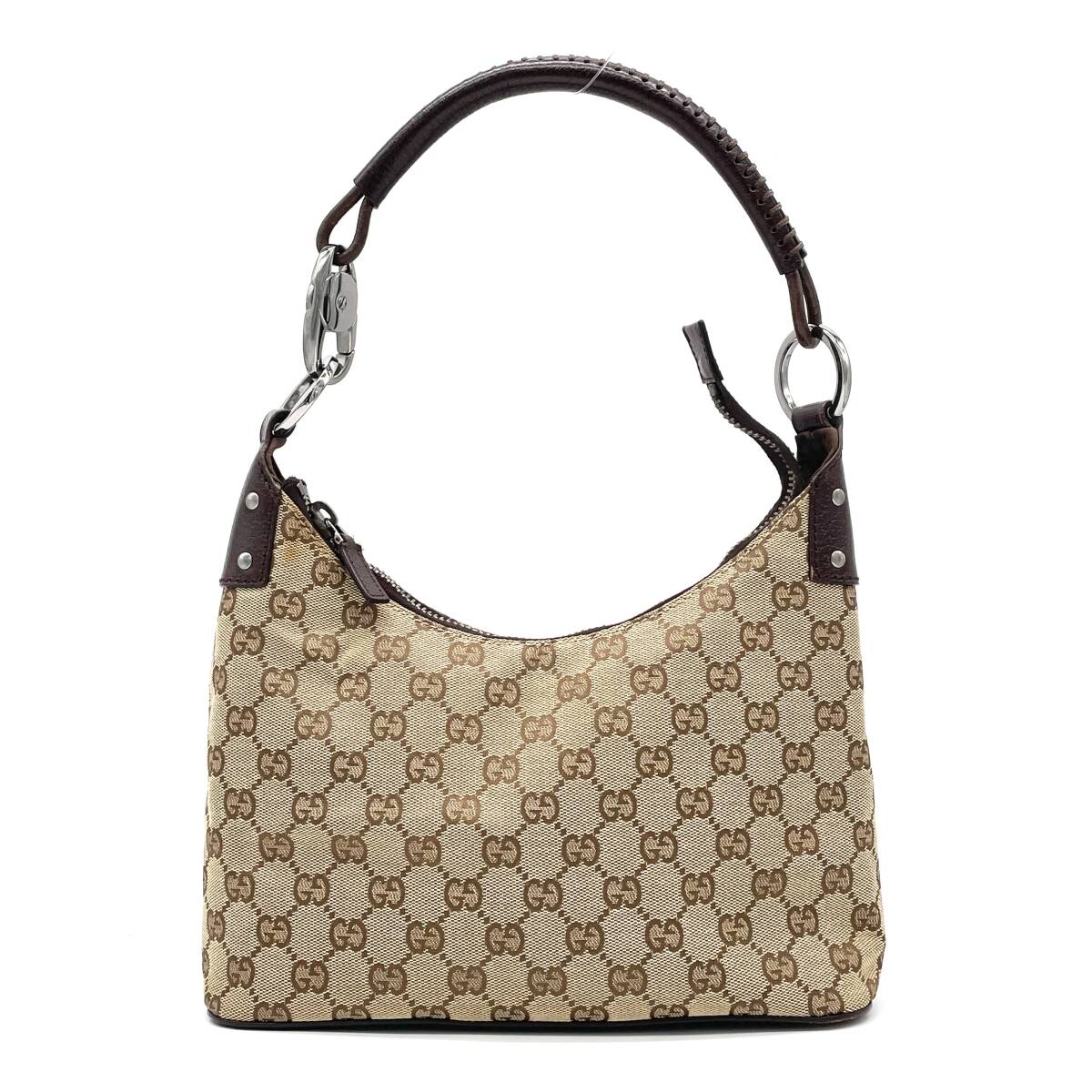 1円 良品 GUCCI グッチ GGキャンバス ショルダーバッグ ワンショルダー ブラウン 115002拍卖