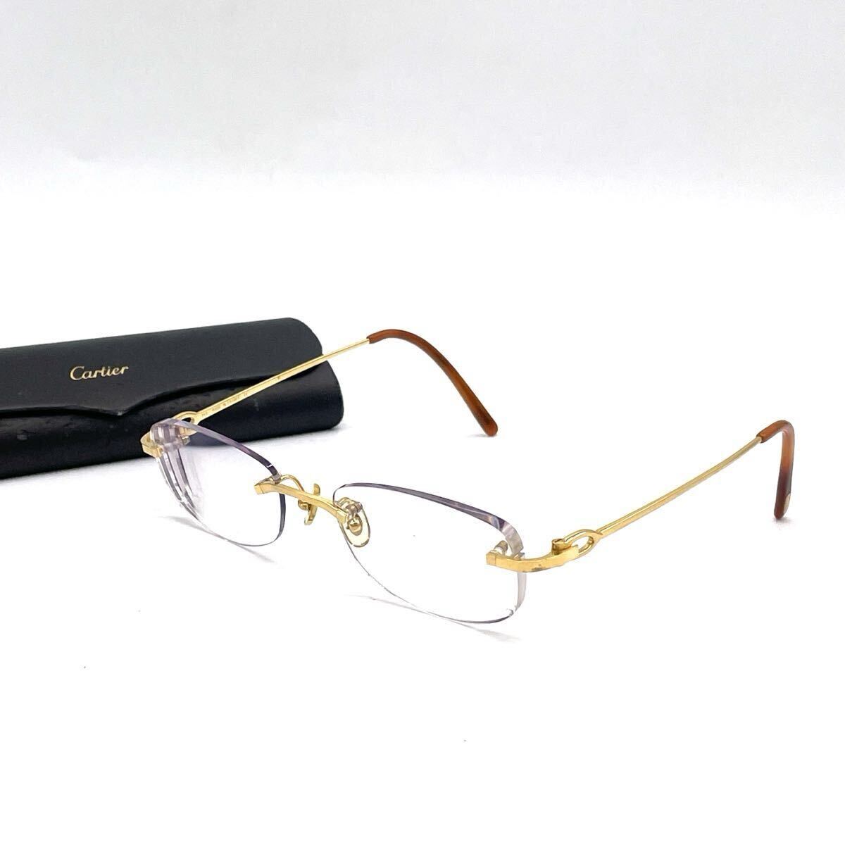 良品 Cartier カルティエ メガネ リムレス ゴールドフレーム メガネ 拍卖