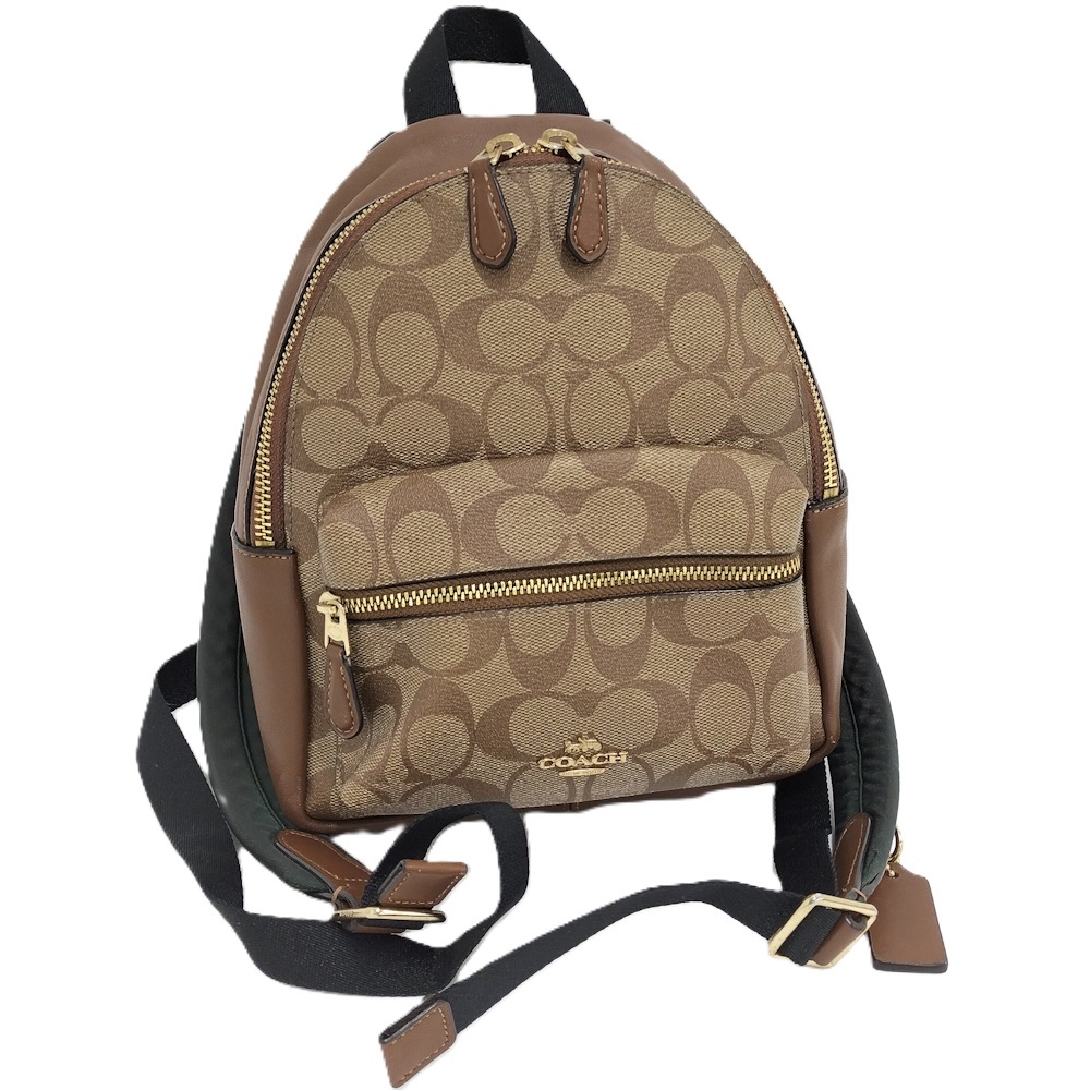 COACH ミニリュック バックパック シグネチャー PVCコーティング ブラウン系 F58315拍卖