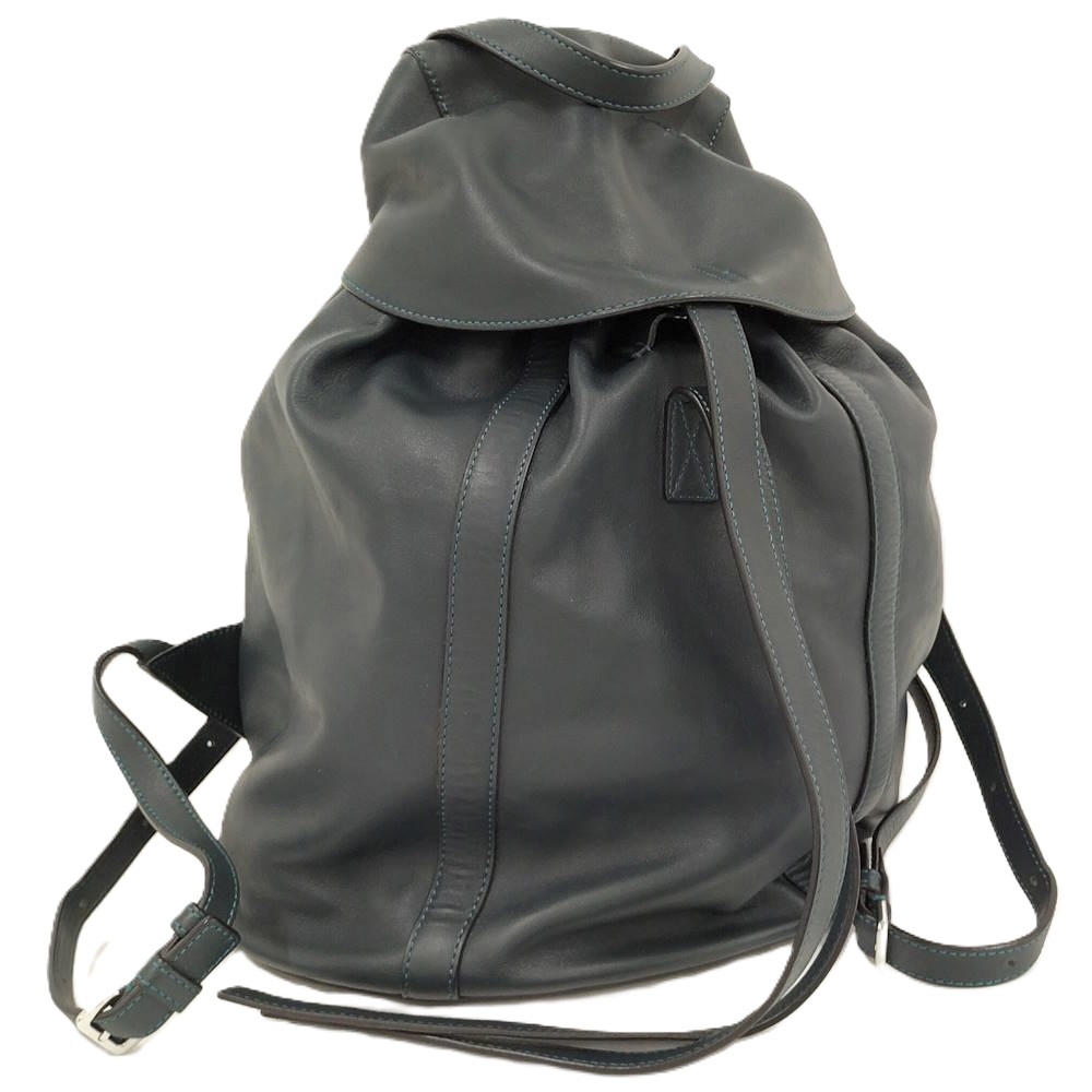 LOEWE ドローストリング バックパック レザー グリーン 306.77.U17拍卖
