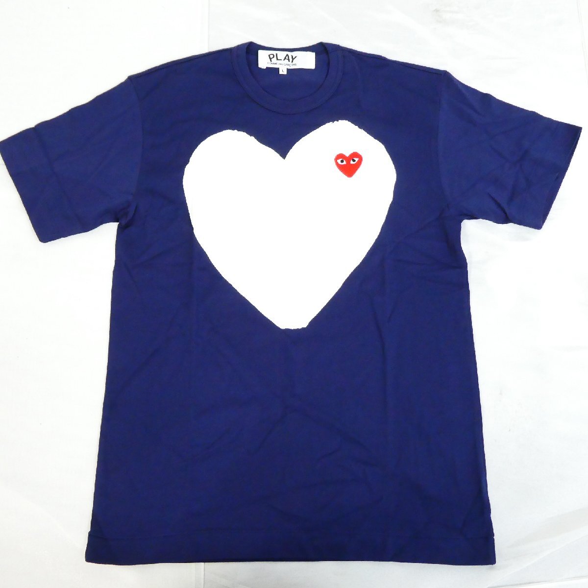 正規品 未着用 COMME des GARCONS コムデギャルソン Tシャツ プレイ PLAY ハートロゴ AZ-T184 半袖 日本製 メンズ L 保管品■FB070s■拍卖