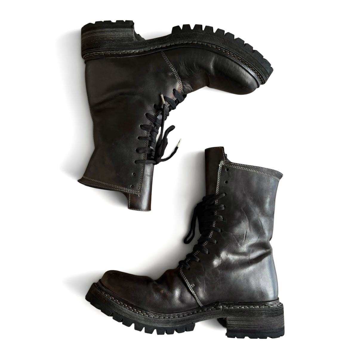 A DICIANNOVEVENTITRE (A1923) Art.08 Leather Combat Bootsア ディチアーノヴェヴェンティトレイ (A1923) Art.08 ハンドダイ ホースハイド拍卖