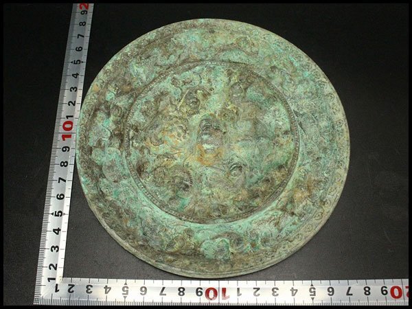 【銀閣】銅鏡 コレクター蔵品 φ16cm 古美術 古鏡 旧家蔵出 送料無料(AZ997)拍卖