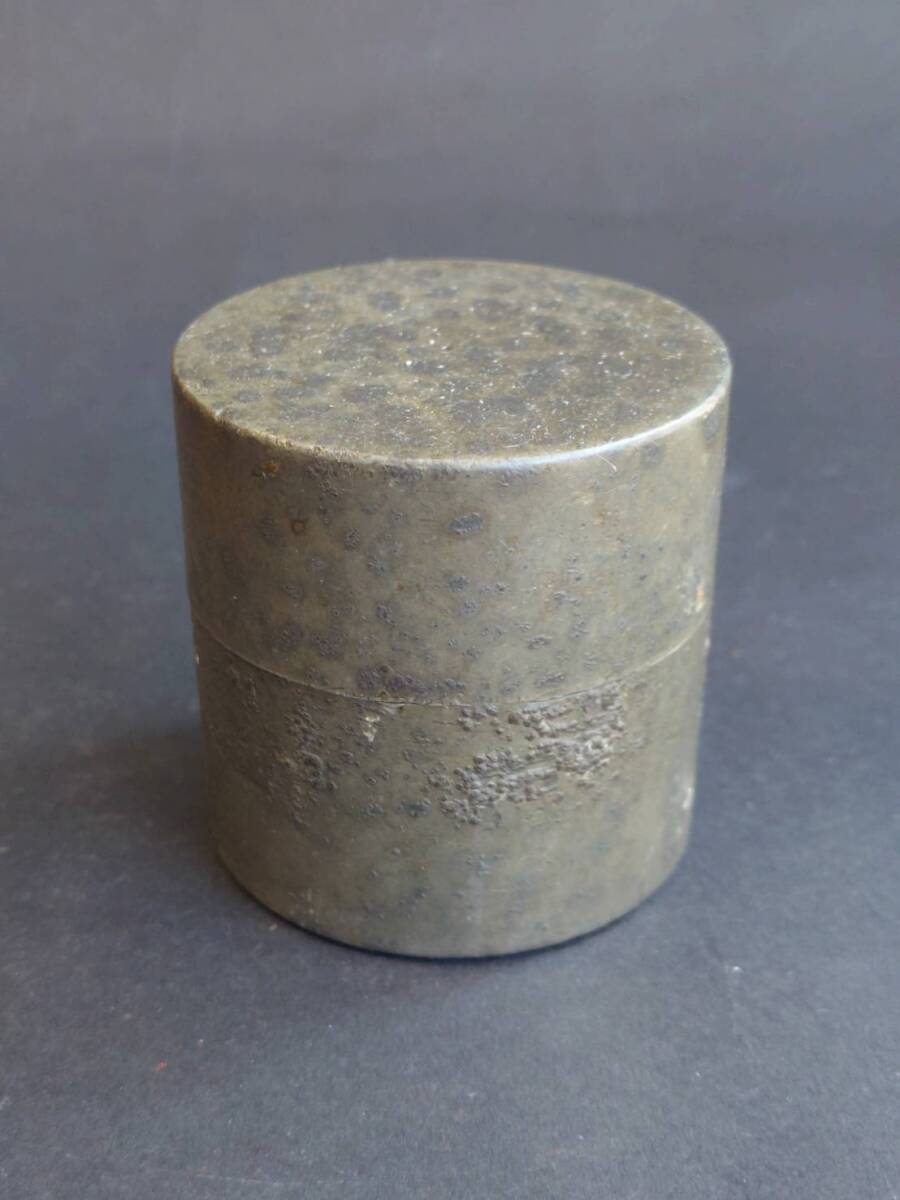 錫 古錫 茶筒 茶心壺 煎茶器 茶入れ 無銘 鉄気 小さい 書拍卖