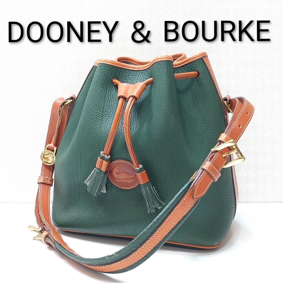 超美品 激レア USA製 ドゥーニーアンドバーク DOONEY&BOURKE レザー ショルダーバッグ 巾着 グリーン ワンショルダー ポシェット拍卖