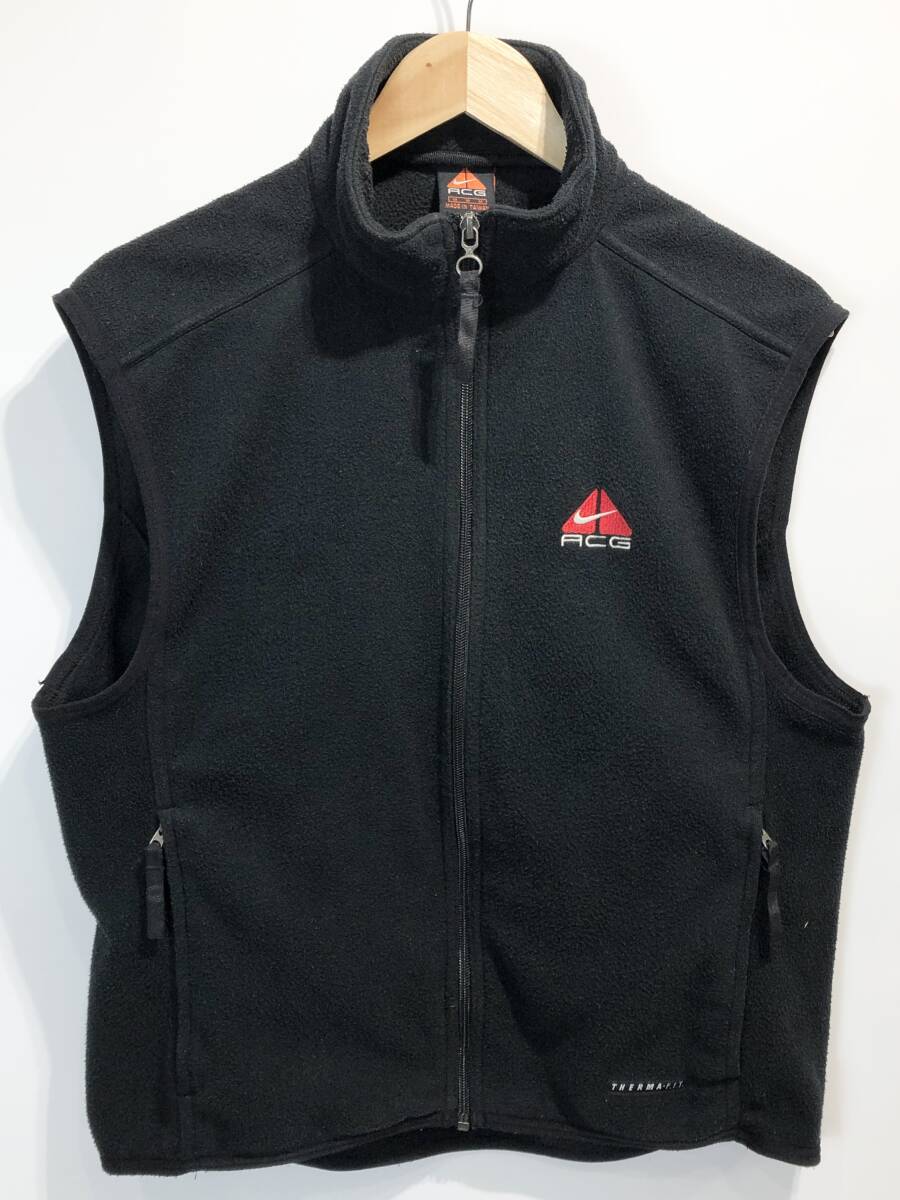 B0617④■NIKE ACG フリースベスト ジップアップ ロゴ刺繍 サーマフィット S7 FET ナイキエーシージー 90s 00s 古着 ヴィンテージ SIZE:M拍卖
