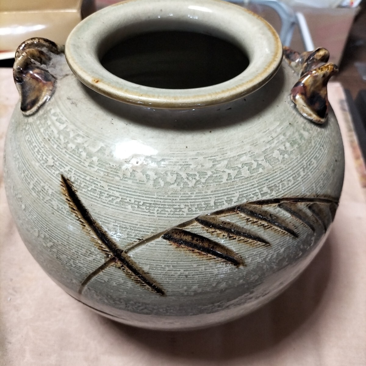古美術品 陶磁器 鉄絵壺 花器 飾り壺 信楽焼 美品 信楽拍卖