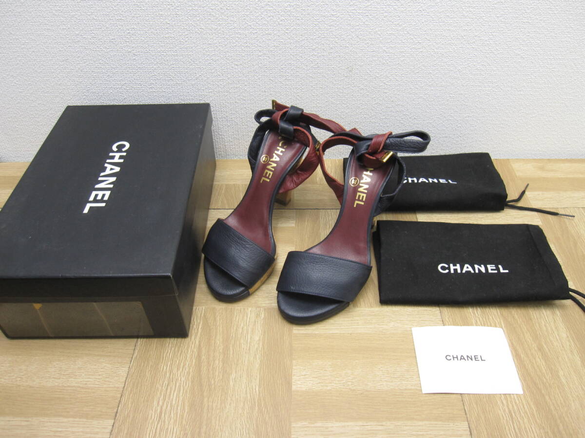 ite/643785/0618/CHANEL シャネル サンダル コルクヒール/ブラック/サイズ表記無し(23cm位だと思われます)拍卖