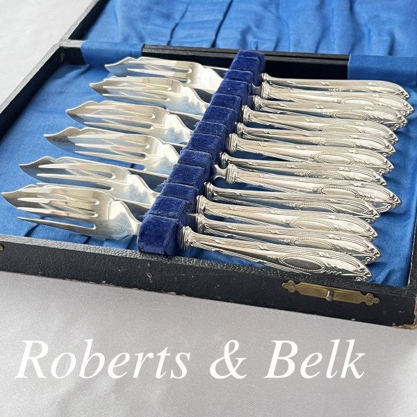 【Roberts & Belk】ビクトリアン カトラリーセット 12本【シルバープレート】ケース拍卖