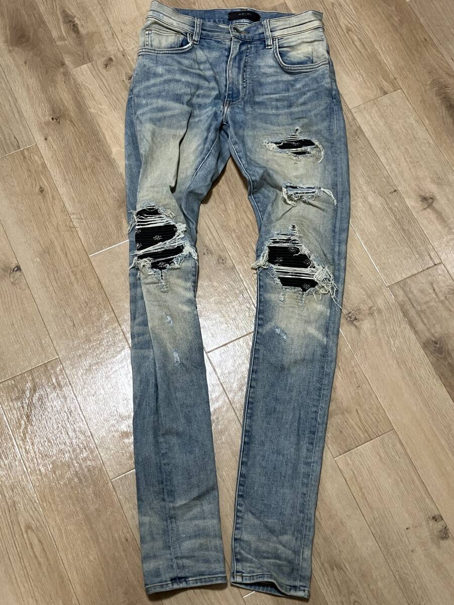 AMIRI/アミリ バンダナ ダメージ スキニーパンツ/28拍卖