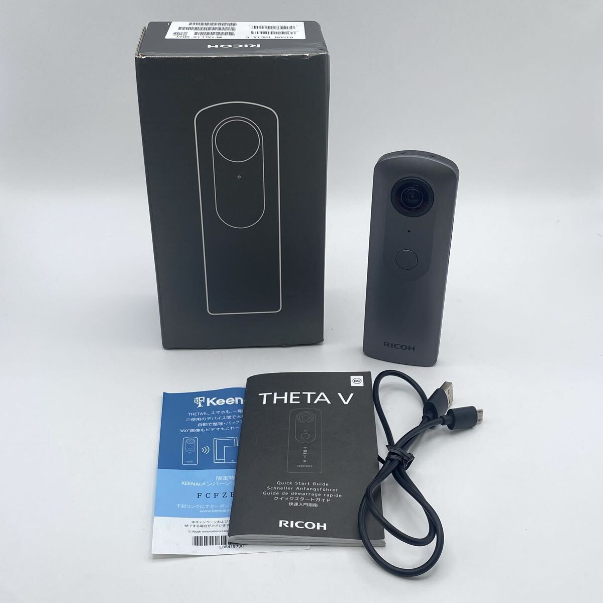 Y RICOH リコー THETA V シータ ブイ S0910725 360度カメラ メタリックグレー 全天球 空間音声記録 4K ハイスペックカメラ 箱あり かわせみ拍卖