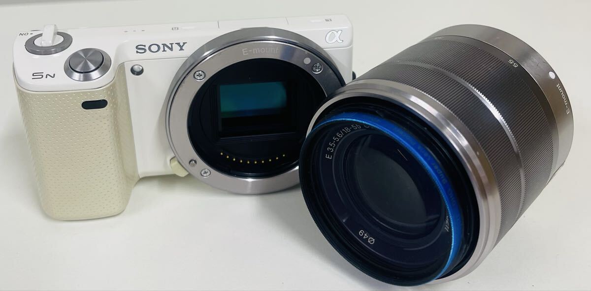 SONY ソニー NEX-5N HD AVCHD カメラ デジカメ ホワイト 1円スタート 動作未確認 レンズ E 3.5-5.6/18-55 OSS 拍卖