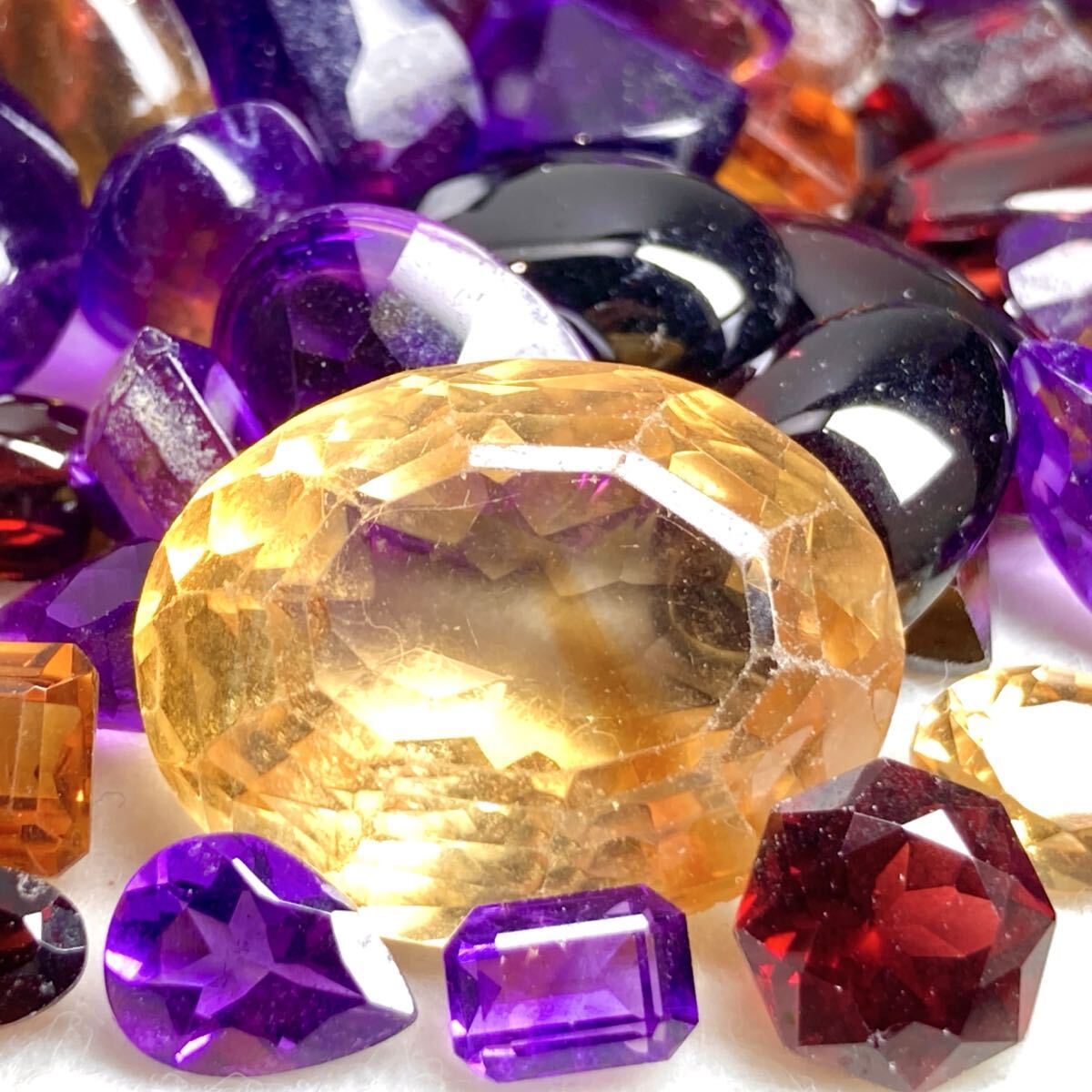 大量!!☆天然アメジスト/シトリン/ガーネットおまとめ1189ct☆j 約237.8g ルース 裸石 宝石 jewelry amethyst citrine garnet w4マ41拍卖