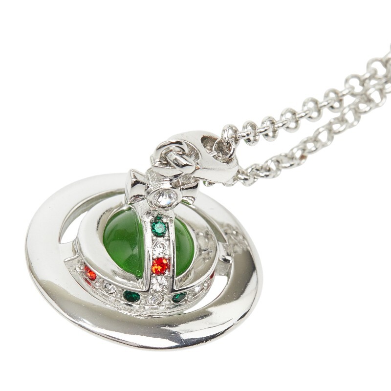 ヴィヴィアンウエストウッド オーブ チェーン ペンダント ネックレス シルバー メタル ラインストーン Vivienne Westwood 【中古】拍卖