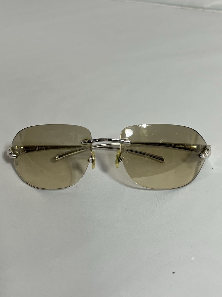 【i72】Cartier カルティエ パンテール ドゥ カルティエ サングラス 縁なし シルバーフレーム ケース無し拍卖
