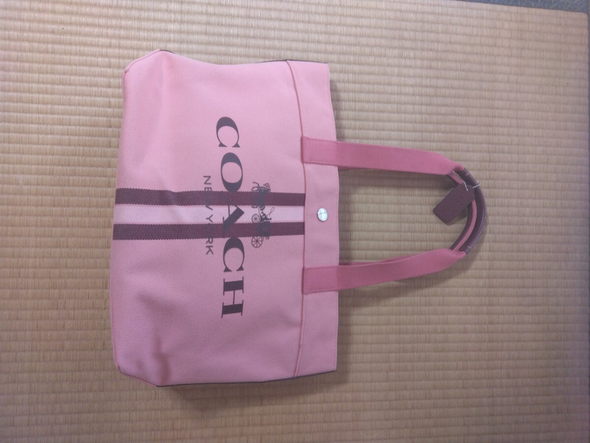 コーチ COACH トートバッグ ピンク キャンバス 中古品拍卖