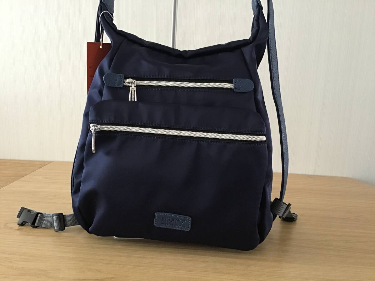 FIRANOの2WAYバック:トートバッグ&リュック:タグ付き:未使用品:ネイビー拍卖