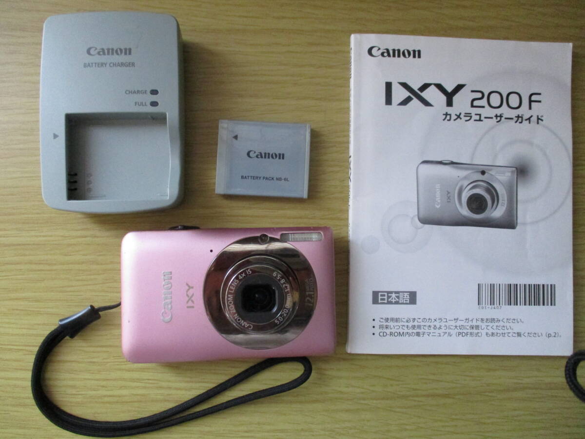 デジタルカメラ 中古 Canon IXY200F ピンク バッテリー、充電器、説明書付き拍卖