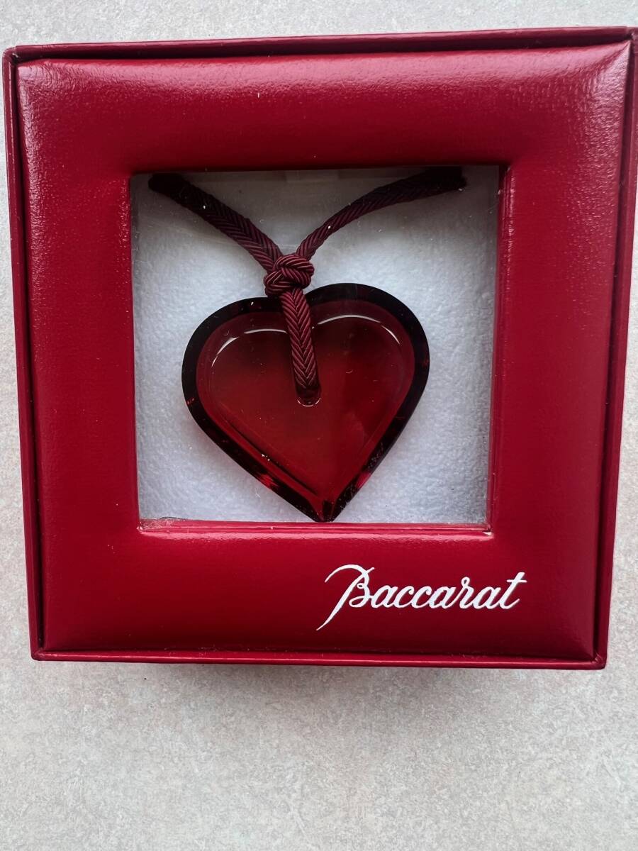 ★送料無料★1円 ■超美品■ Baccarat バカラ クリスタルガラス ハート ネックレス ペンダント チョーカー レッド系拍卖