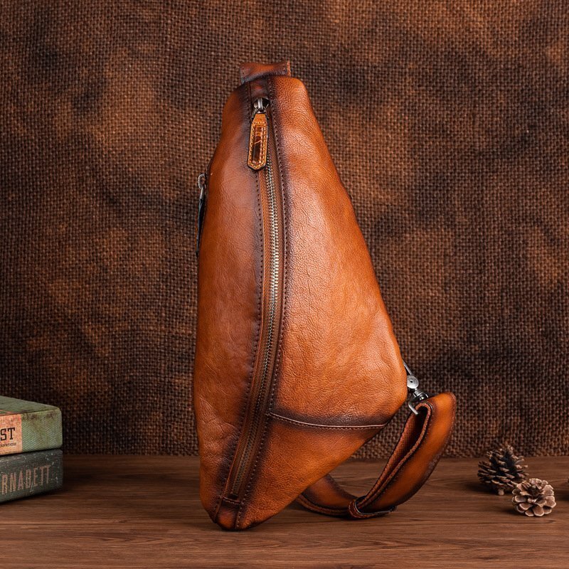 美品★ レトロ風 左右肩掛け替え 本革 メンズ ボディバッグ ヌメ革 牛革 レザー ワンショルダーバッグ おしゃれ 自転車 鞄拍卖