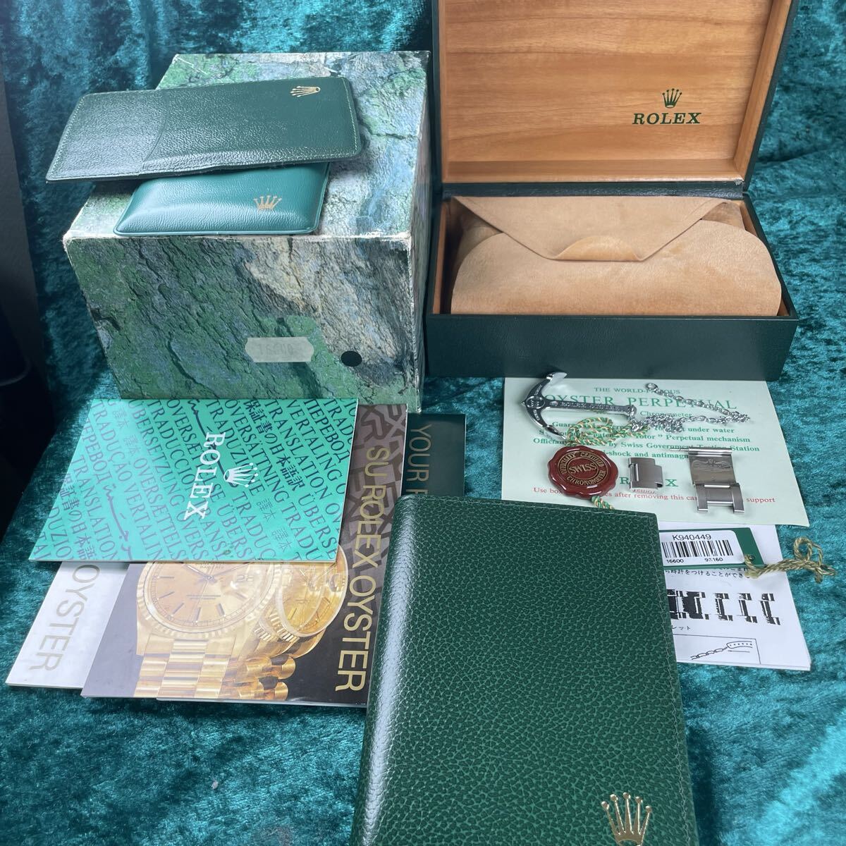 ビンテージ ROLEX Ref.16600 ロレックス シードゥ エラー 1994年 K番 コケ柄BOX 外・内箱 冊子 タグ コマx1 延長コマx1 イカリ付属拍卖