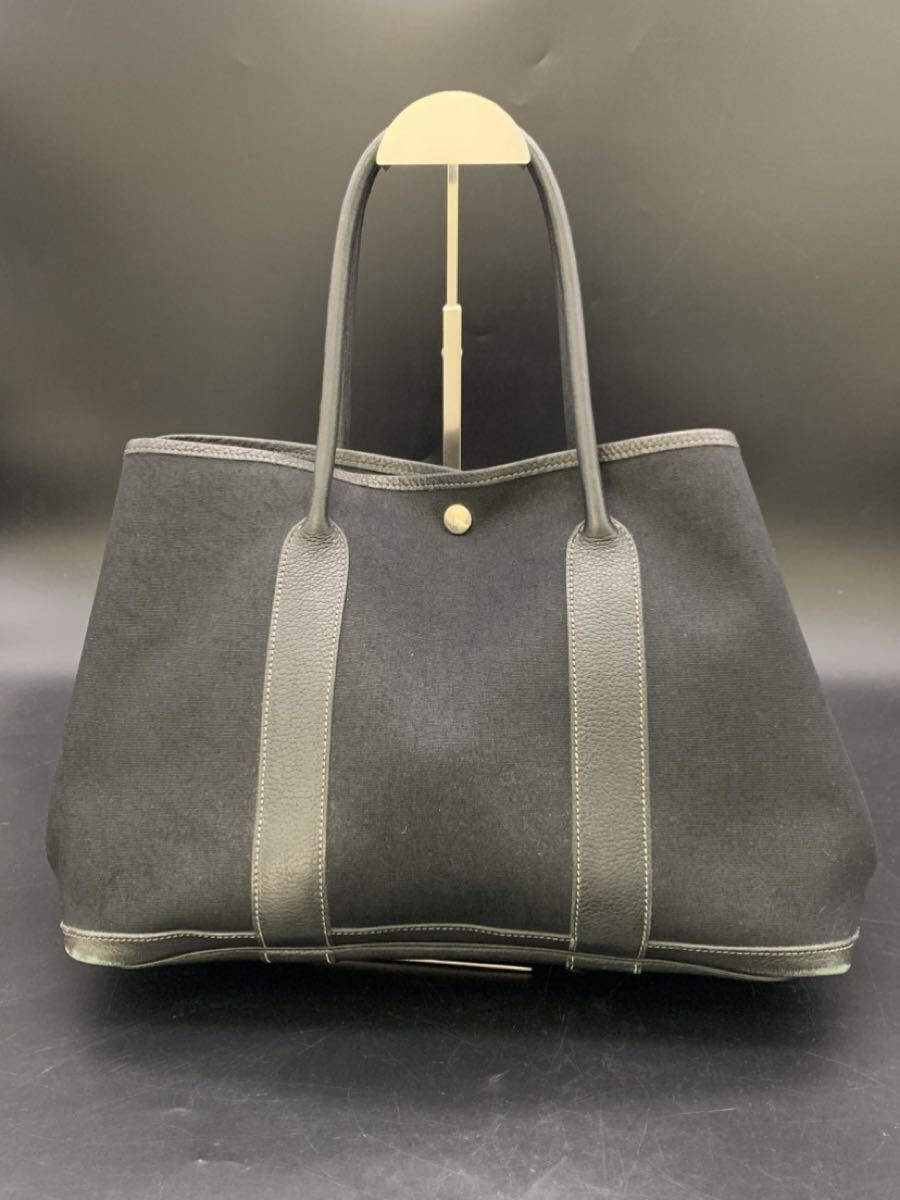 杉本 6月 NO.78 HERMES エルメス トートバッグ ガーデンパーティ 36 ブラック シルバー金具 汚れあり CG拍卖