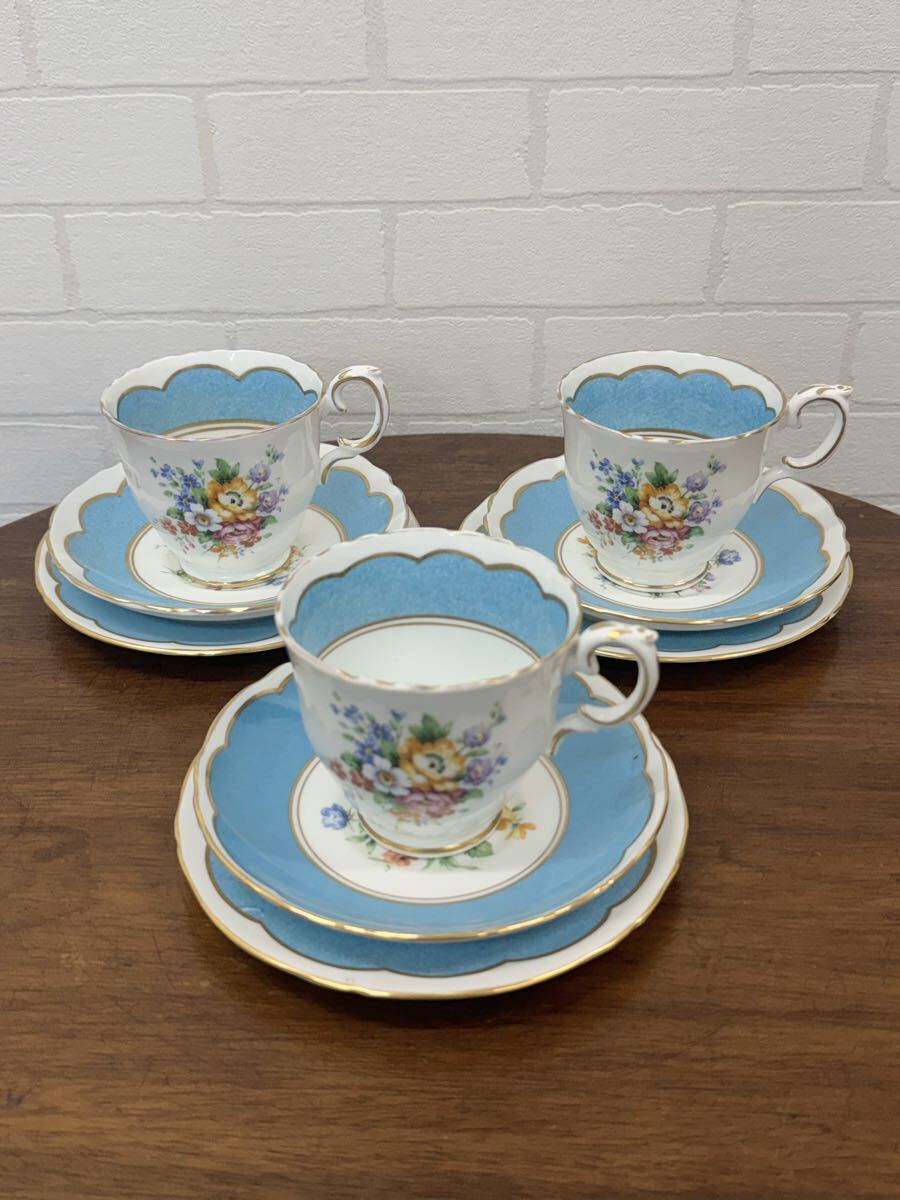Crown Staffordshire クラウン スタッフォードシャー トリオ 3客セット カップ&ソーサー プレート 洋食器 アンティーク拍卖