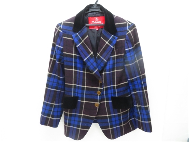 ◆◇Vivienne Westwood ヴィヴィアン・ウエストウッド Red Label レッドレーベル チェック テーラードジャケット ブルー ◇◆拍卖
