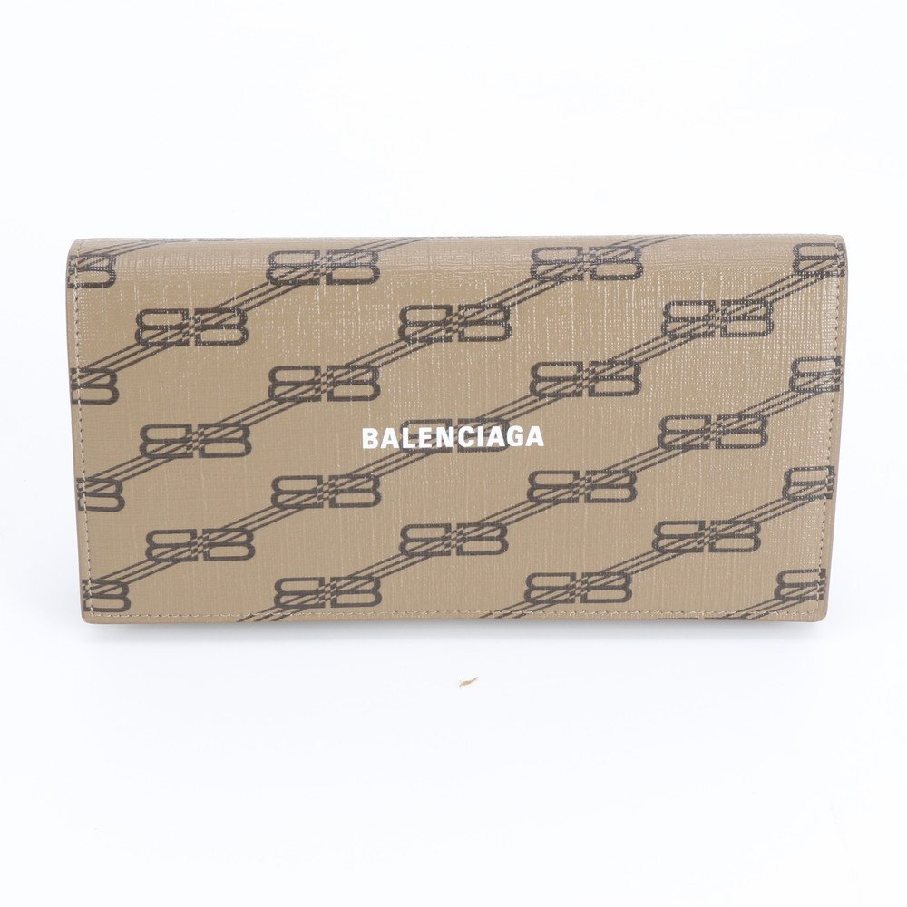 1円■美品■バレンシアガ■BBモノグラム フラップ ウォレット 650874 レザー 長財布 ブランド メンズ レディース RWM DY39-8拍卖