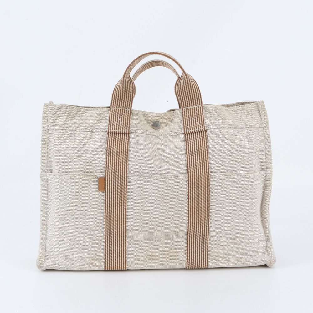 ■1円■エルメス■ニュー フールトゥ MM レザー キャンバス トート バッグ ショルダー ビジネス 通勤 A4 メンズ レディース WBM EF13-7拍卖