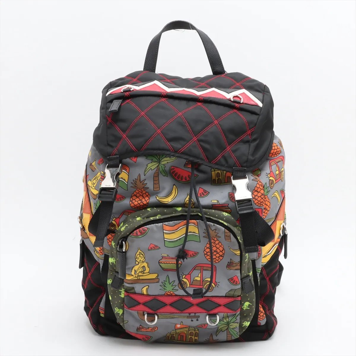 1円■美品■プラダ■テスート ナイロン 総柄 トライアングルロゴ リュックサック バックパック ショルダー バッグ A4 メンズ MMM DZ51-8拍卖