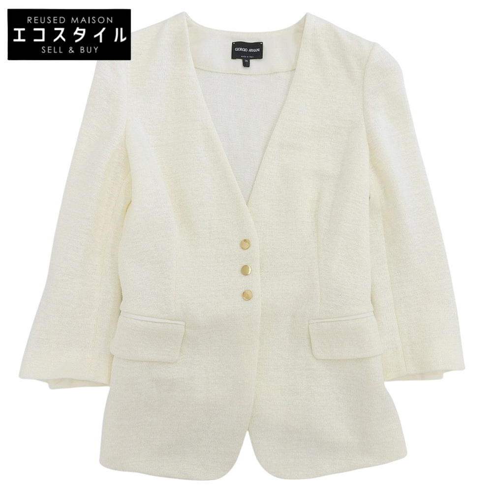 新品同様 GIORGIO ARMANI ジョルジオアルマーニ リネン混 ジャージー ダブルブレストブレザー ジャケット 36 3DAG51 AJJZZ 23年拍卖