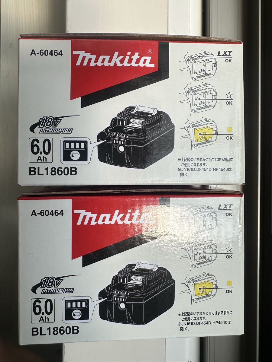 ☆【1円スタート】マキタ リチウムイオンバッテリー BL1860B 18V 6.0Ah *雪マーク付き高速充電対応 2個セット 未使用拍卖