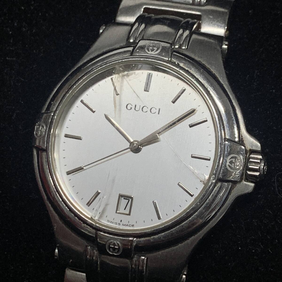 1円~ 6TA42840526 GUCCI グッチ デイト 9040M QZ クォーツ - メンズ 腕時計 ガラス割れ 純正ベルト 動作未確認 現状品拍卖