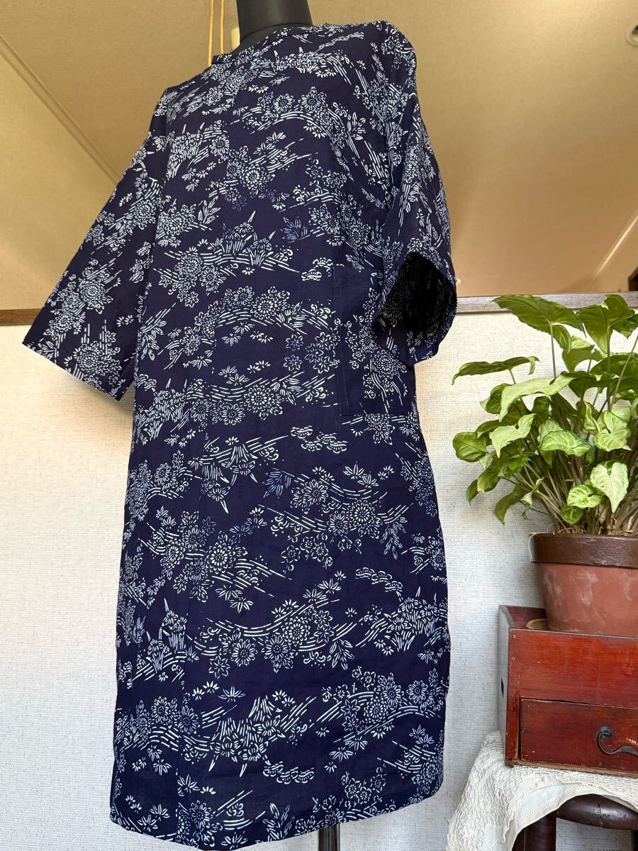 ハンドメイド 涼しい 夏ワンピ【浴衣リメイク】浴衣ワンピース 男物浴衣②丸拍卖