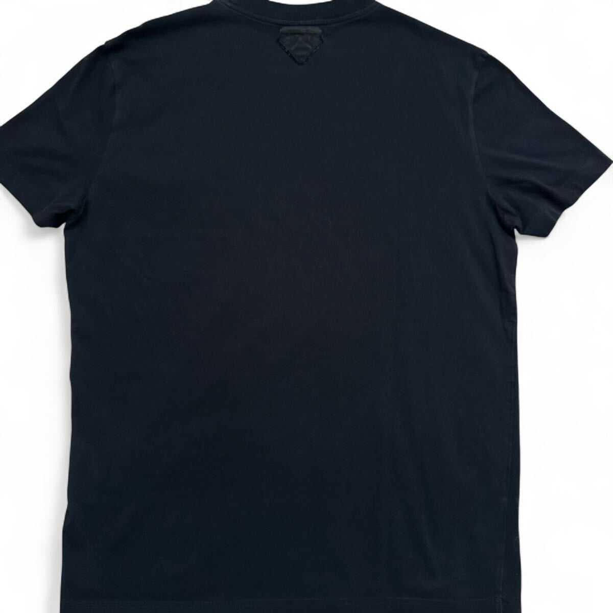 Lサイズ/三角ロゴ◎PRADA プラダ 半袖 Tシャツ 背面トライアングルロゴ クルーネック カットソー トップス メンズ 黒 ブラック 綿 コットン拍卖